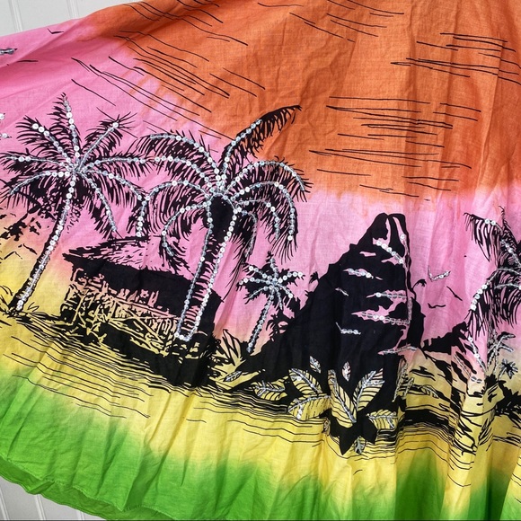 Angie Dip Dye Sequin Tropical Midi Circle Skirt S - Picture 2 of 7